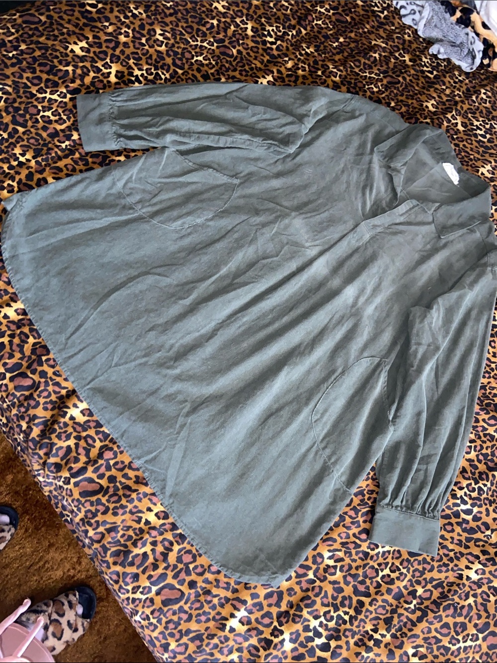 Love Riche Olive Green Corduroy Tunic Top/Dress